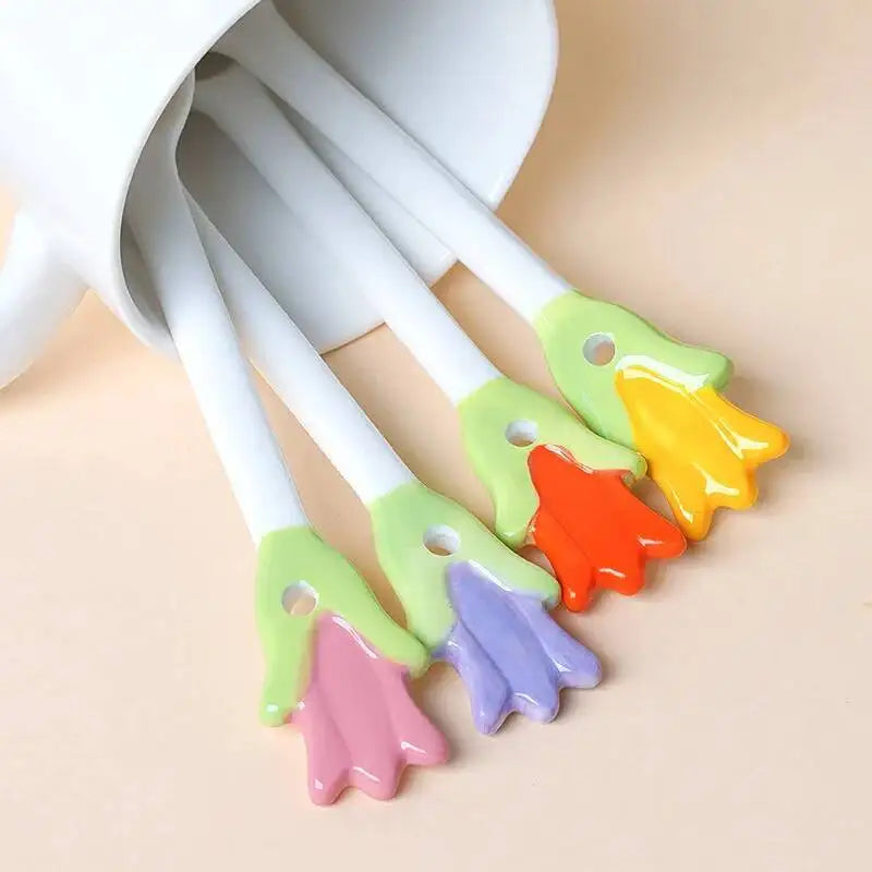 Tulip-shaped Ceramic Spoons, Dessert Spoons Coffee And Ice Cream Spoons, Table Spoons Kitchen Tablewear Oasis Select