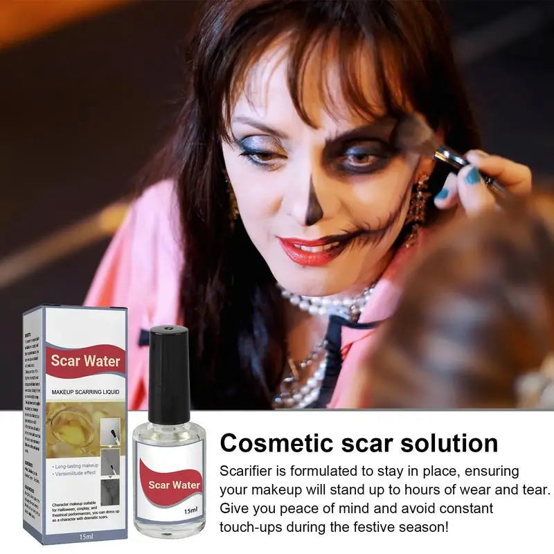 Halloween Scarring Liquid 15ml Makeup Scar Liquid Realistic Scar Liquid With Brush For Cosplay Party Playful Festival prank Prop Oasis Select