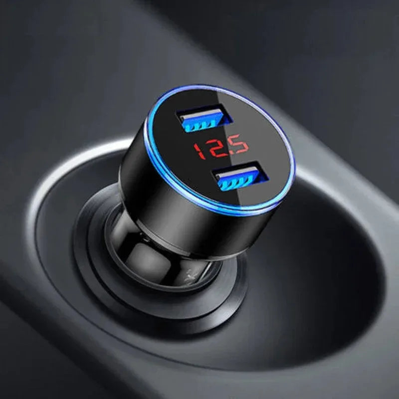 1/2pcs Car Charger For Cigarette Lighter Smart Phone USB Adapter Mobile Phone Charger Dual USB Digital Display Voltmeter Oasis Select