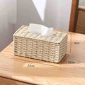 Woven Tissue Storage Box Imitation Rattan Woven Grass Tissue Box Luxury Tissue Paper Holder Home Living Room Table Decoration Oasis Select Beige