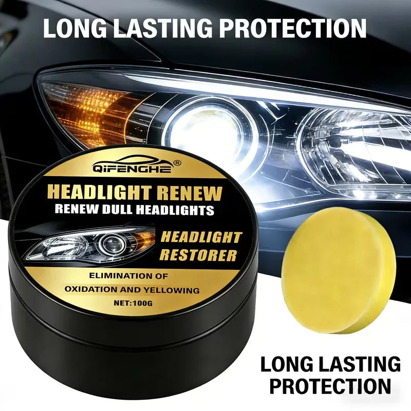 Headlight Restorer Polish Eliminate Oxidation Yellowing Remove Scratches Headlight Lens Renew Cleaner with Sponge Pad UV Protect Oasis Select