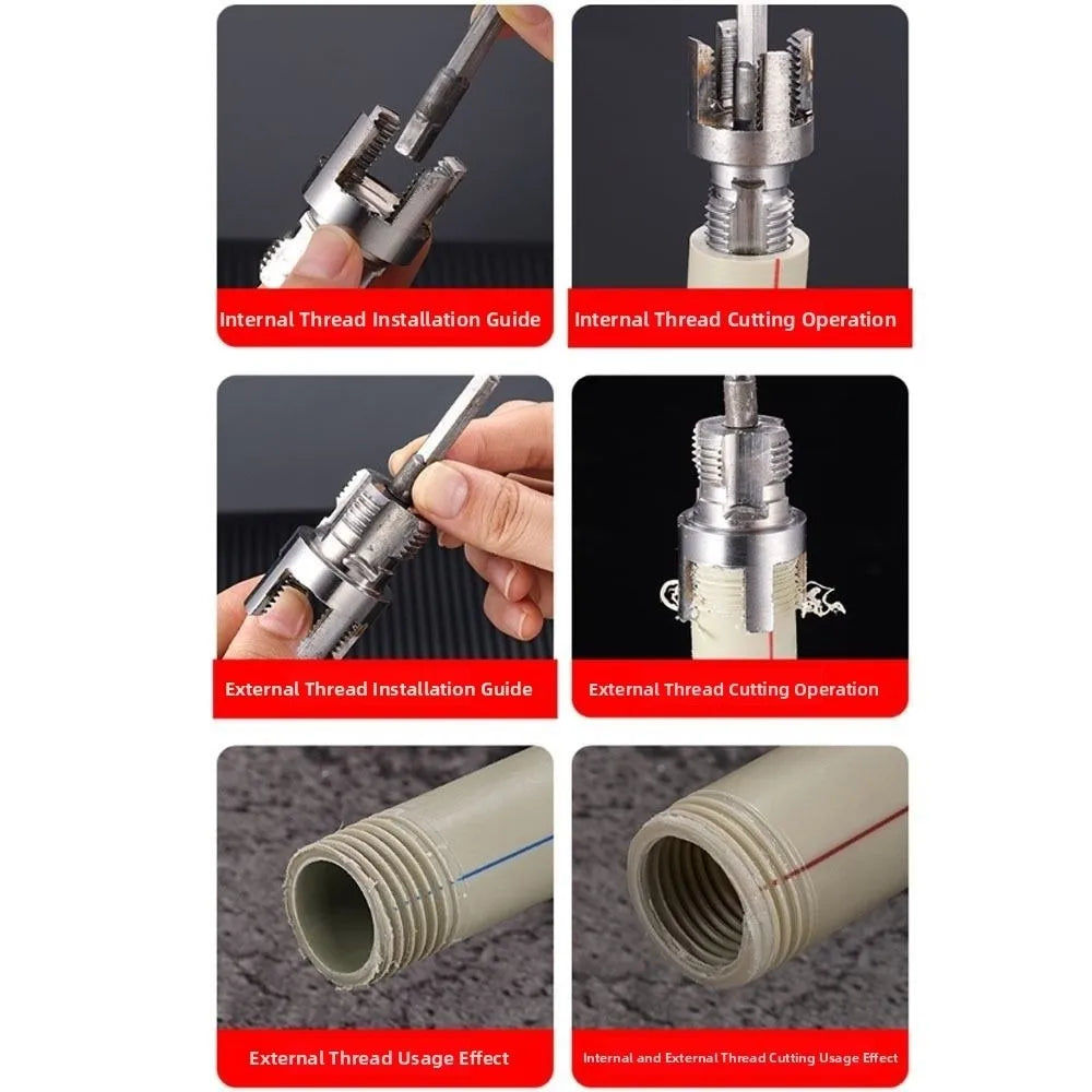 4/6 Points PVC Pipe Threader Kit Internal/External Thread Fast PPR Water Pipe Opener Tap Thread Tap Waterpipe Tapping Tool Oasis Select