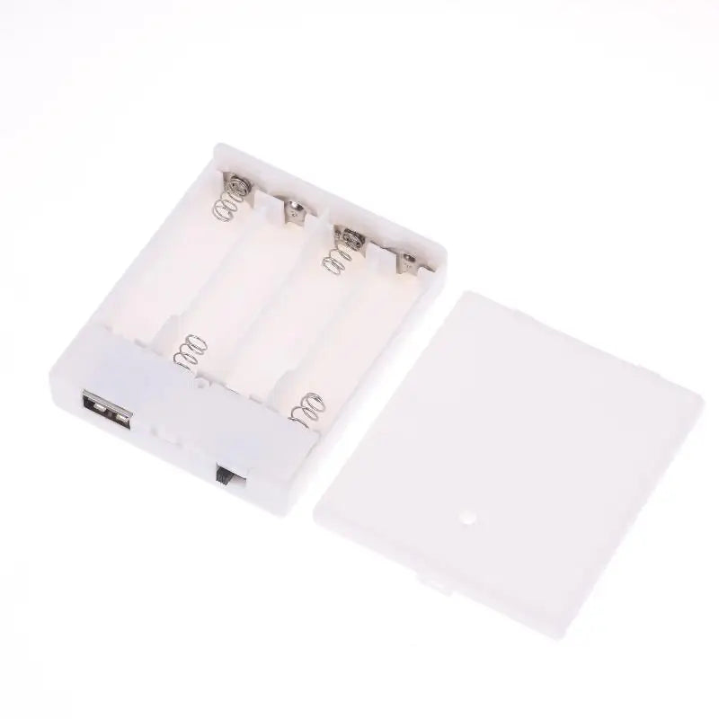 1Pcs USB Power Supply Battery Box Portable Mini 4AA Battery Holder Storage Box Case For LED Strip Light Accessories Oasis Select White
