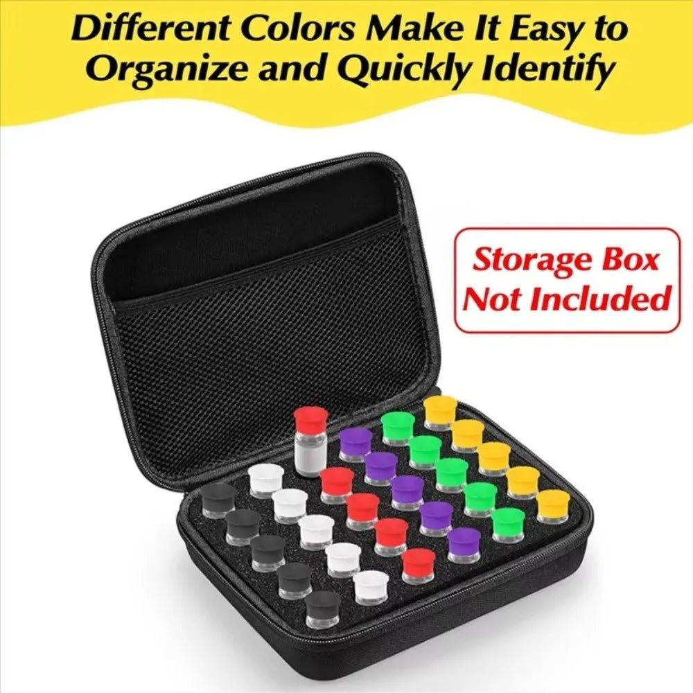 12-Pack Reusable Glass Vial Caps – Leak-Proof TPU Stopper Lids