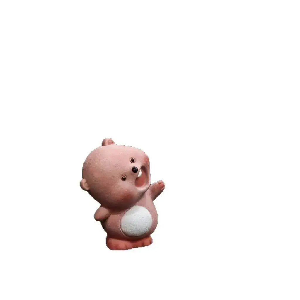 Yixing Zisha Sculpture Tea Pet Ornament Scolding Beaver Tilted Head Ruby Full of Spirit Little Beaver Desktop Ornament Oasis Select