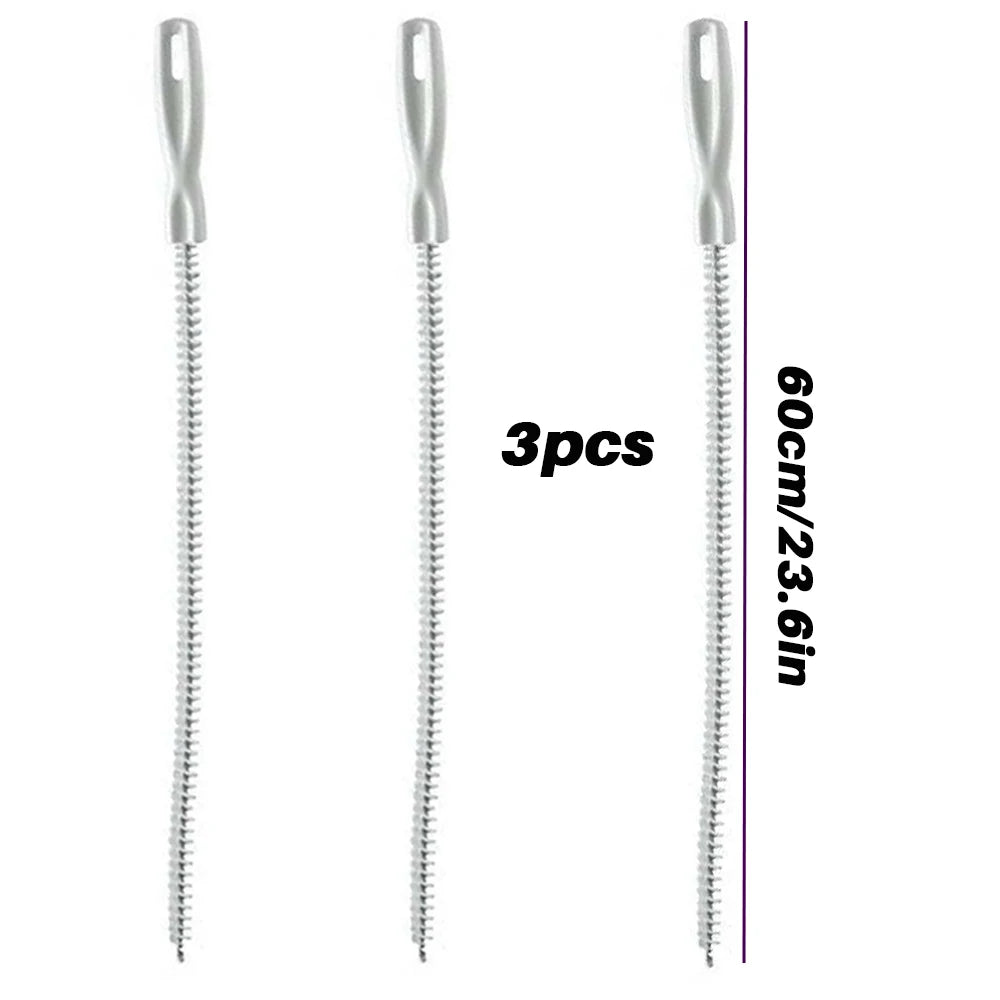 1-3pcs flexible drain hair removers, pipe hair cleaning, drain cleaning brushes, 45/60 cm, toilet unclogging, blockage removal Oasis Select 60cm 3pcs