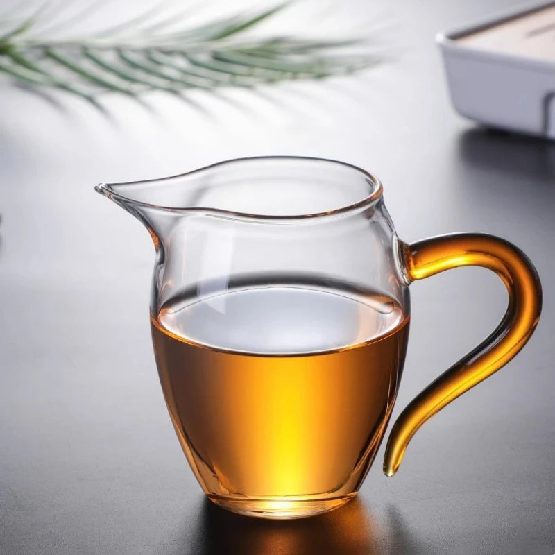 350ml Heat-resisting Clear Glass Tea Pot with Colorful Handle Fair Cup with Infuser Puer Tea Brewing Kettle Pu Erh Pots Teapots Oasis Select