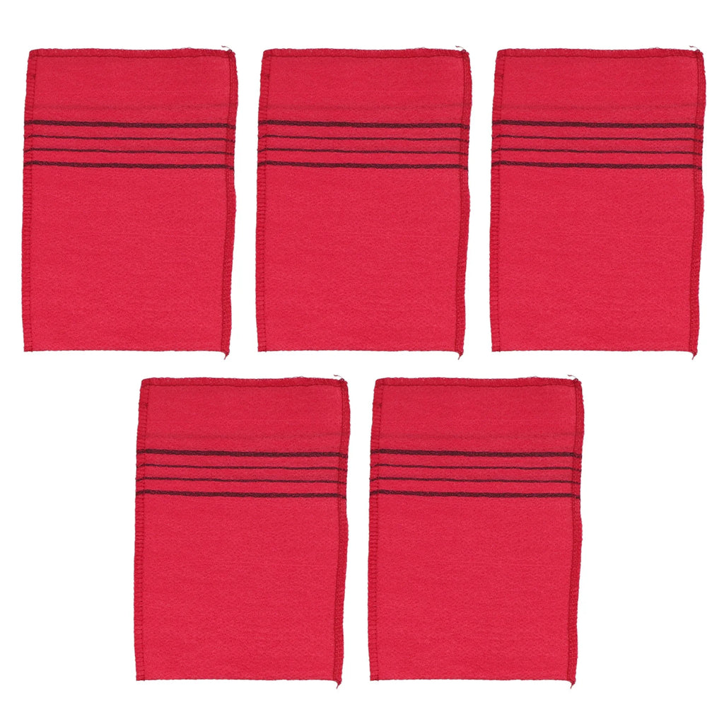 Korean Exfoliating Bath Washcloth Body Scrub Towel 5 Pack Exfoliating Washcloth Oasis Select Rose Red