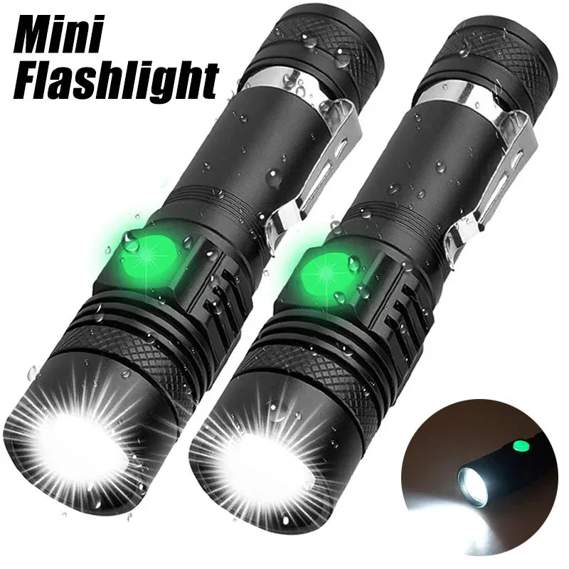 High Power Led Flashlights Zoomable Camping Torch with T6 LED Lamp Beads Waterproof 4 Lighting Modes MultiFunction USB Charger Oasis Select