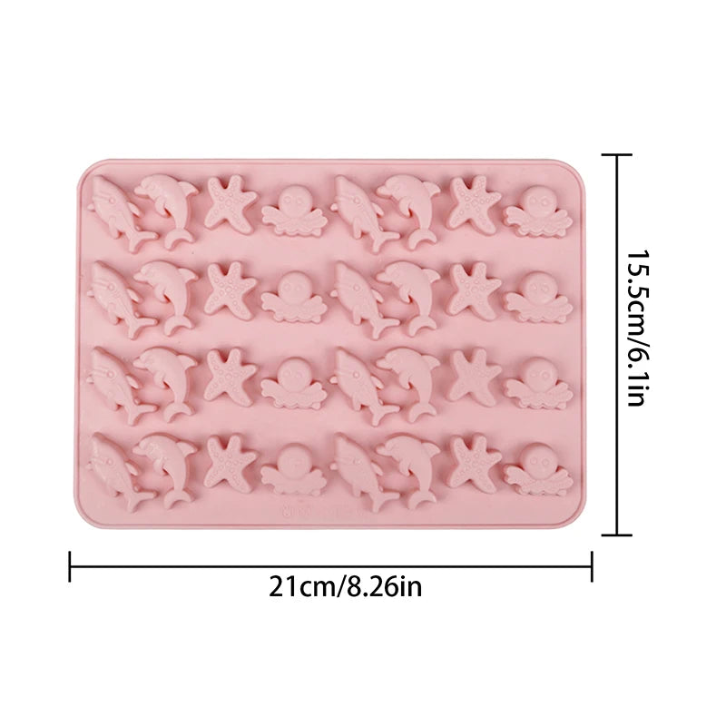 Mix Fruit Animal Mold Silicone Chocolate Rabbit Fish Fudge Candy Jelly Mould Geometric Heart Cake Decor Baking Ice Tray Gifts Oasis Select