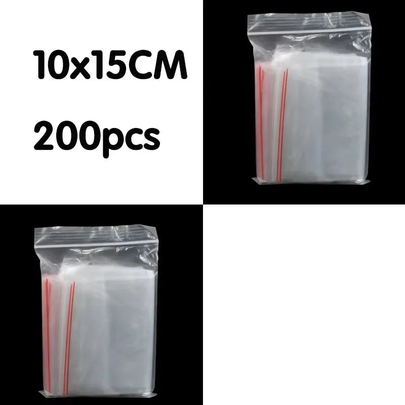 100/200/300pcs Small Zip Lock Plastic Bag Reclosable Transparent Bag Shoe Bag Vacuum Bag Poly Clear Bags Thickness 0.05mm Oasis Select 10x15CM 200pcs