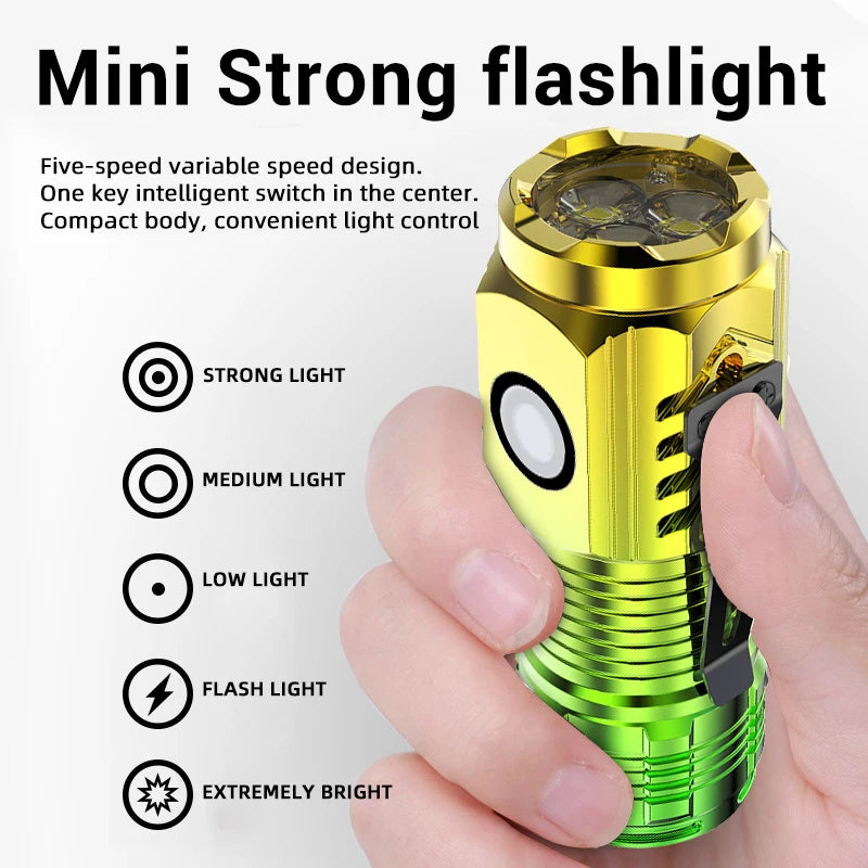 Mini Rechargeable LED Flashlight – 1000 Lumen, 5 Modes, Pen Clip