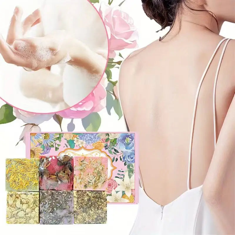 6pcs Creative Roses, Jasmine, Lavender Essential Oil, Soap and Soap Gift Box, Moisturizing Bath Soap, Suitable for Friends Oasis Select