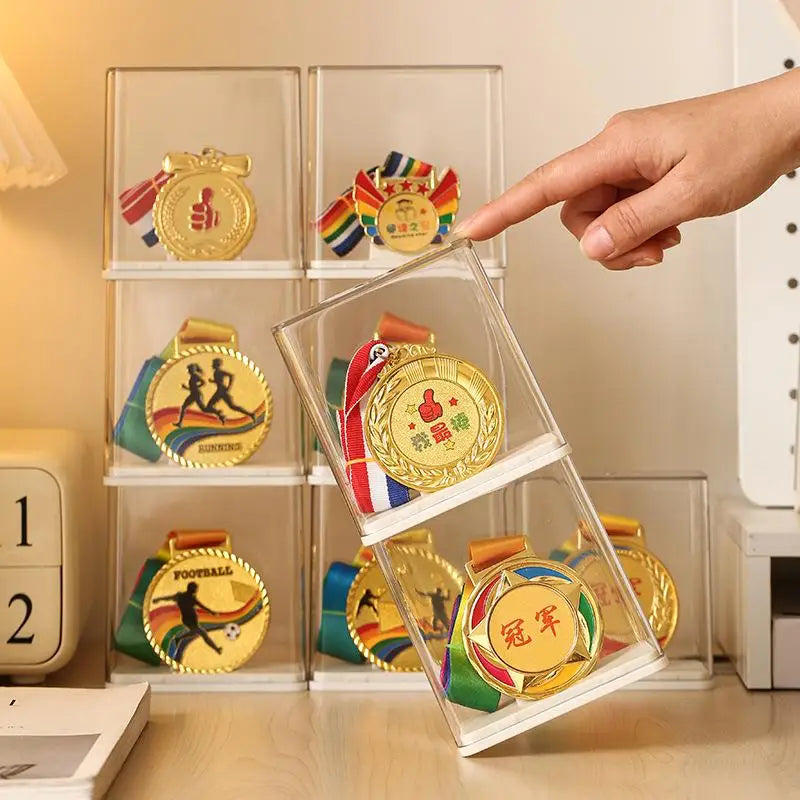 1/2pcs Medal Display Case Dustproof Storage Box for Badge Honor Trophy Showcase Stand for Home Office Gift Collection Oasis Select