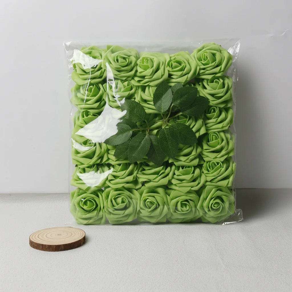 30 Pieces Artificial PE Foam Roses Fake Rose Flowers for DIY Bridal Bouquet Wedding Valentine's Day Party Decoration Oasis Select Green-30pcs