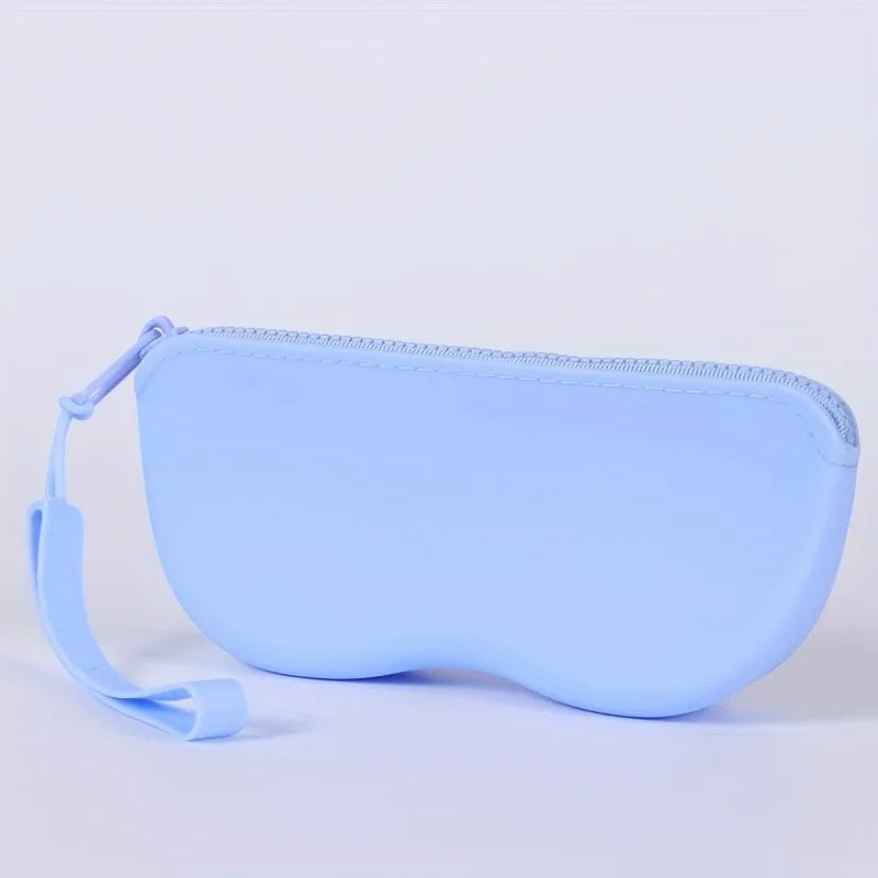 Multi-color Silicone Zipper Glasses Bag Storage Bag, Multi-purpose Small Anti-fall Debris Eyeglass Case Sunglasses Case Oasis Select Blue