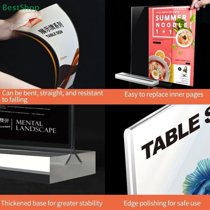 Acrylic Sign Holder A4/A5/A6 Desk Menu & Price Display Stand
