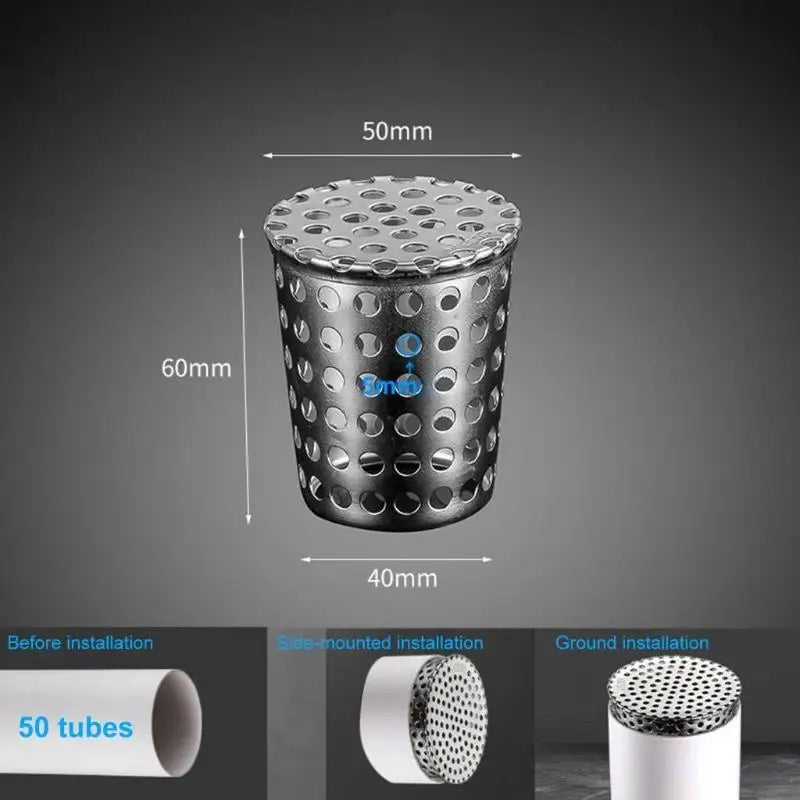 Stainless Steel Drain Cover Anti Clogging Interpolated Filter Screen For PVC Pipe Rain Pipe Cap Oasis Select 50