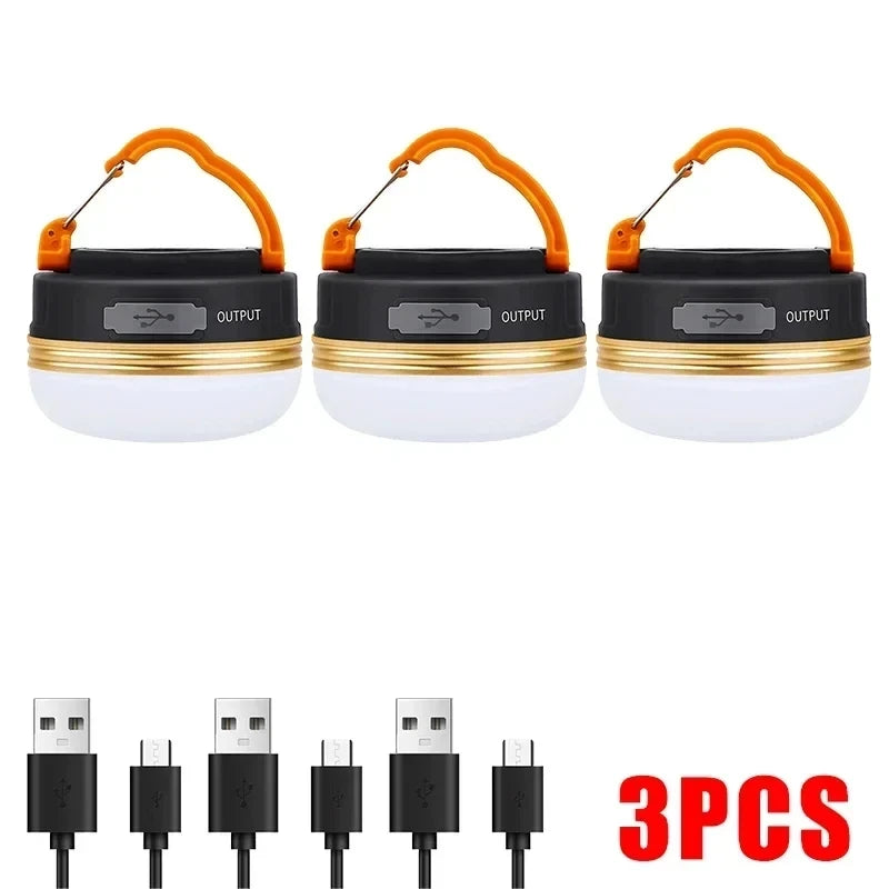 10W LED Portable Camping Light Built-in 1800mAh Battery USB Rechargeable Tent Lantern Outdoor Hiking Night Hanging Camping Lamp Oasis Select 3PCS