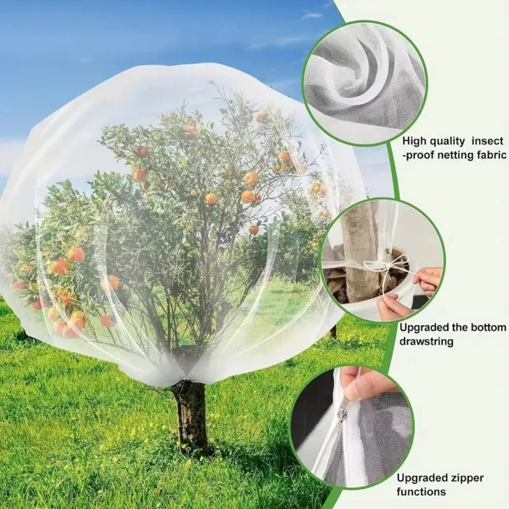 Zip Drawstring Plant Insect Screen Cover Plant Protection Mesh Pest Control Net Pest Control Lightweight Garden Protective Net Oasis Select