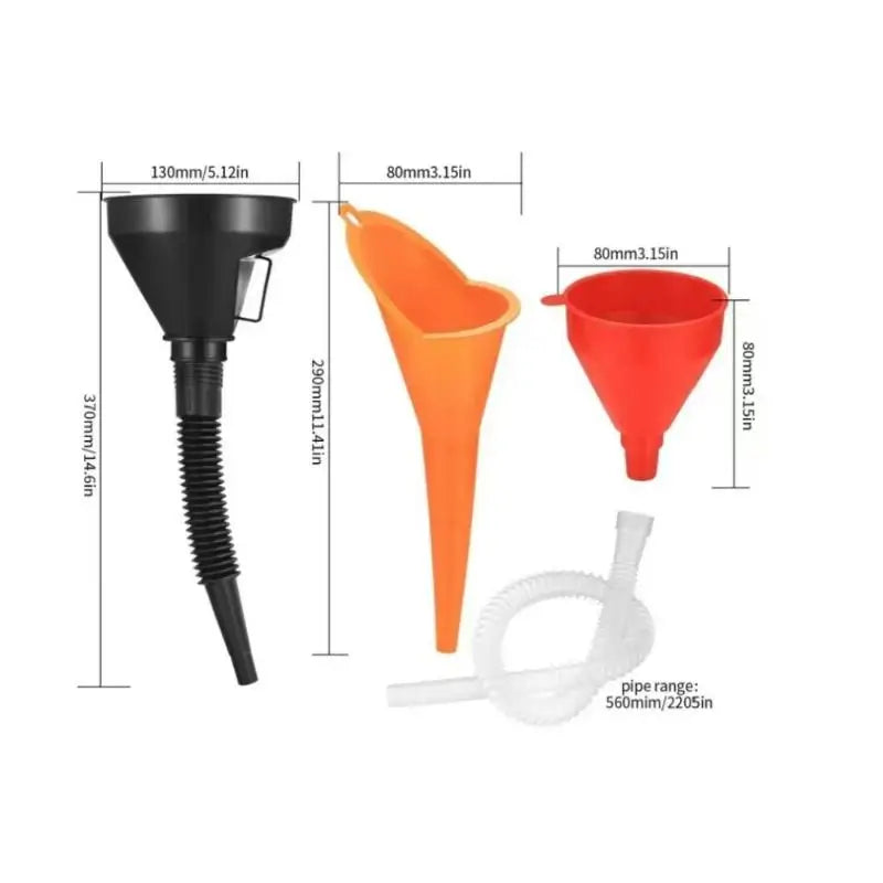 1 Set Plastic Oil Funnel Right Angled Funnel Car Motorcycle Multi Caliber Refueling Funnel Kit Detachable Nozzle And Filter Oasis Select A4