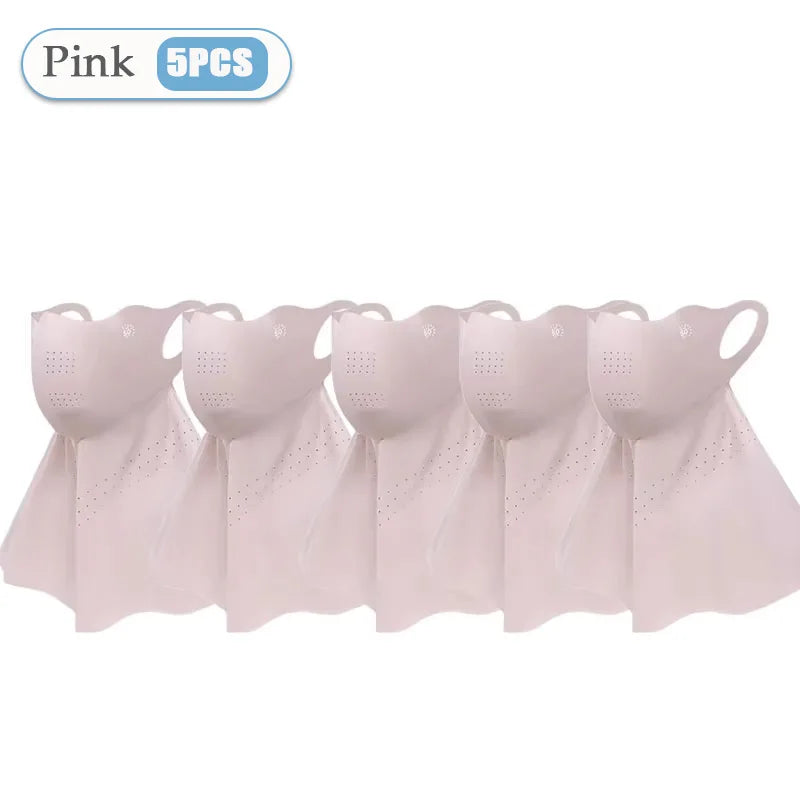 1-10PCS Women‘s Summer Outdoor Sun Face Mask Neck Cover Cooling Breathable UV Protection for Hiking Cycling Ideal Gift Oasis Select Pink-5PCS