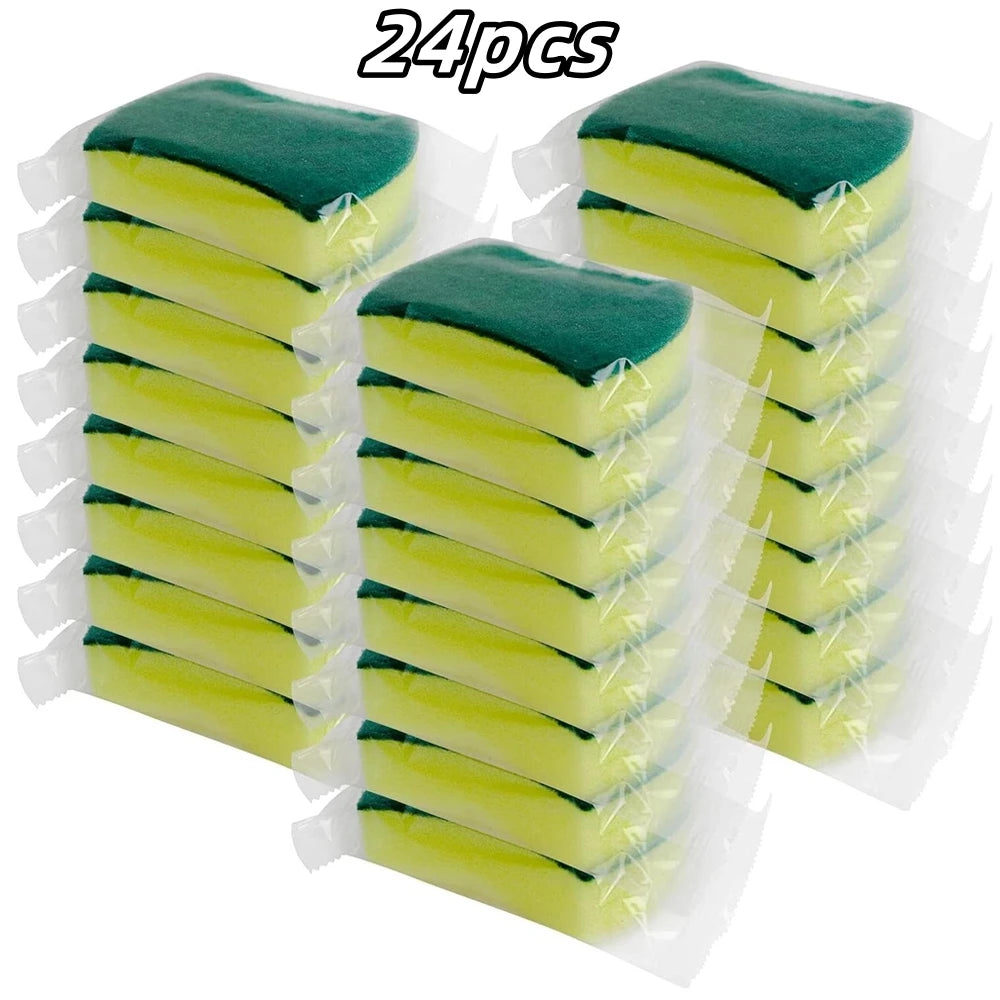24pcs Highly Absorbent Cleaning Sponges Individually wrapped Pot Rust Stain Sponge Brush Kitchen Grease Cleaner Household Oasis Select 24pcs