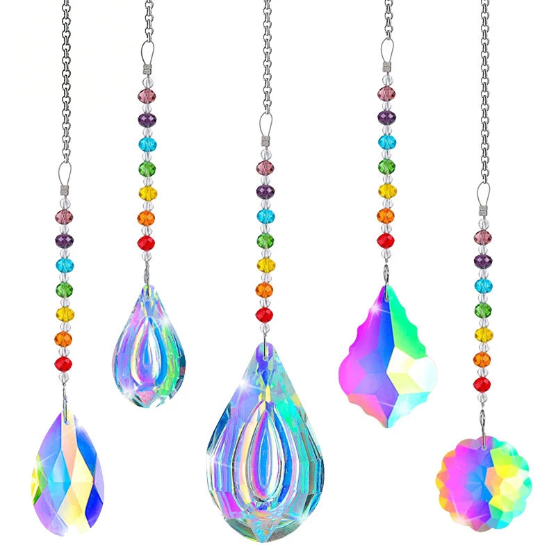 Mesmerizing Colored Crystal Rainbow Maker Prism with Hanging Chain Oasis Select