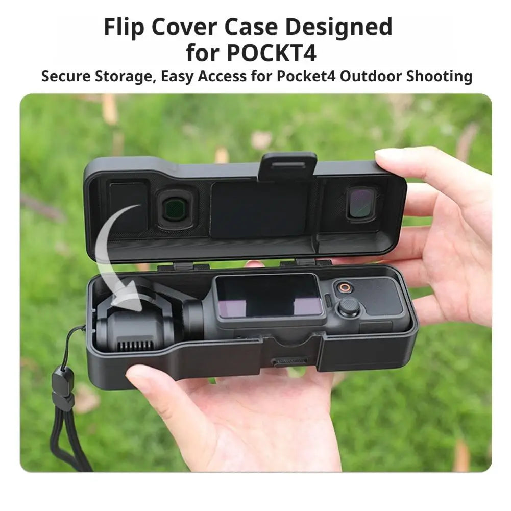 For DJI Osmo Pocket 4 Protective Shell, Flip Cover Anti-Drop Scratch Storage Box with Lanyard, Portable Vlog Shooting Accessory Oasis Select
