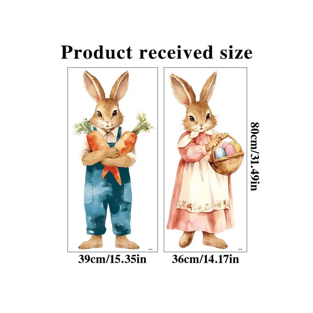 rabbits Easter stickers creative self-adhesive decoration Bedroom Background Decoration Mural Cute Rabbit Kids Room Home Decor Oasis Select 2Pcs