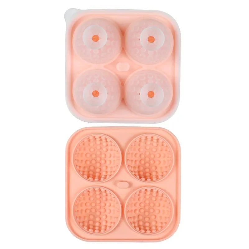 1-10PCS Ice Cube Mold 3D Golf Ice Puck Hockey Tray Mold Whiskey Silicone Ice Box Silicone Ice Tray Ice Hockey with Funnel Oasis Select Pink 3PCS