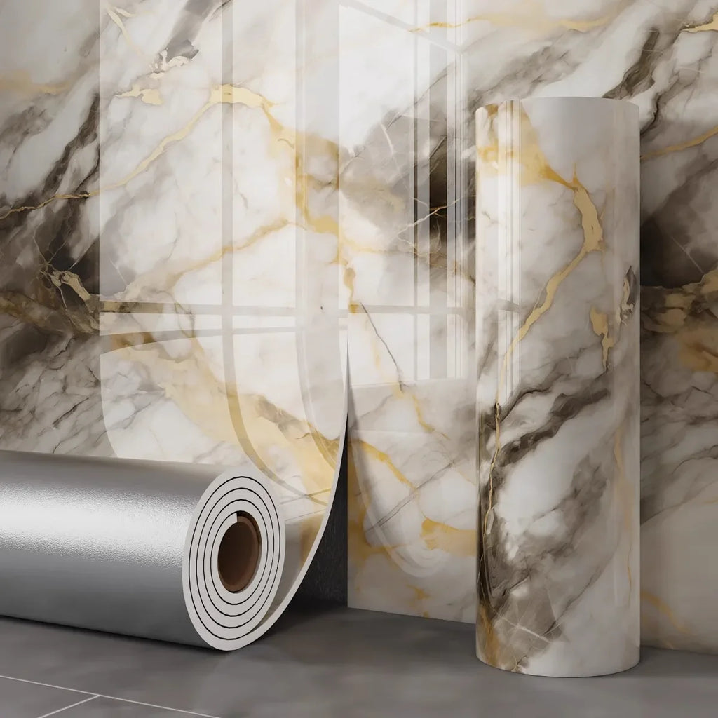 Self Adhesive Thick Wallpaper Marble Effect Wall Sticker Waterproof Wall Covering for Living Room Bedroom Home Decoration Oasis Select Other Golden-40CMx3M
