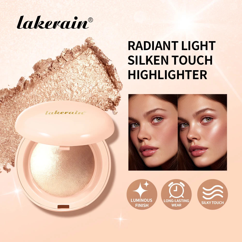 Silken Touch Highlighter Powder Long-Lasting Waterproof Highlighter Powder Glow Baked Shimmer Illuminator Contouring Glitter Oasis Select