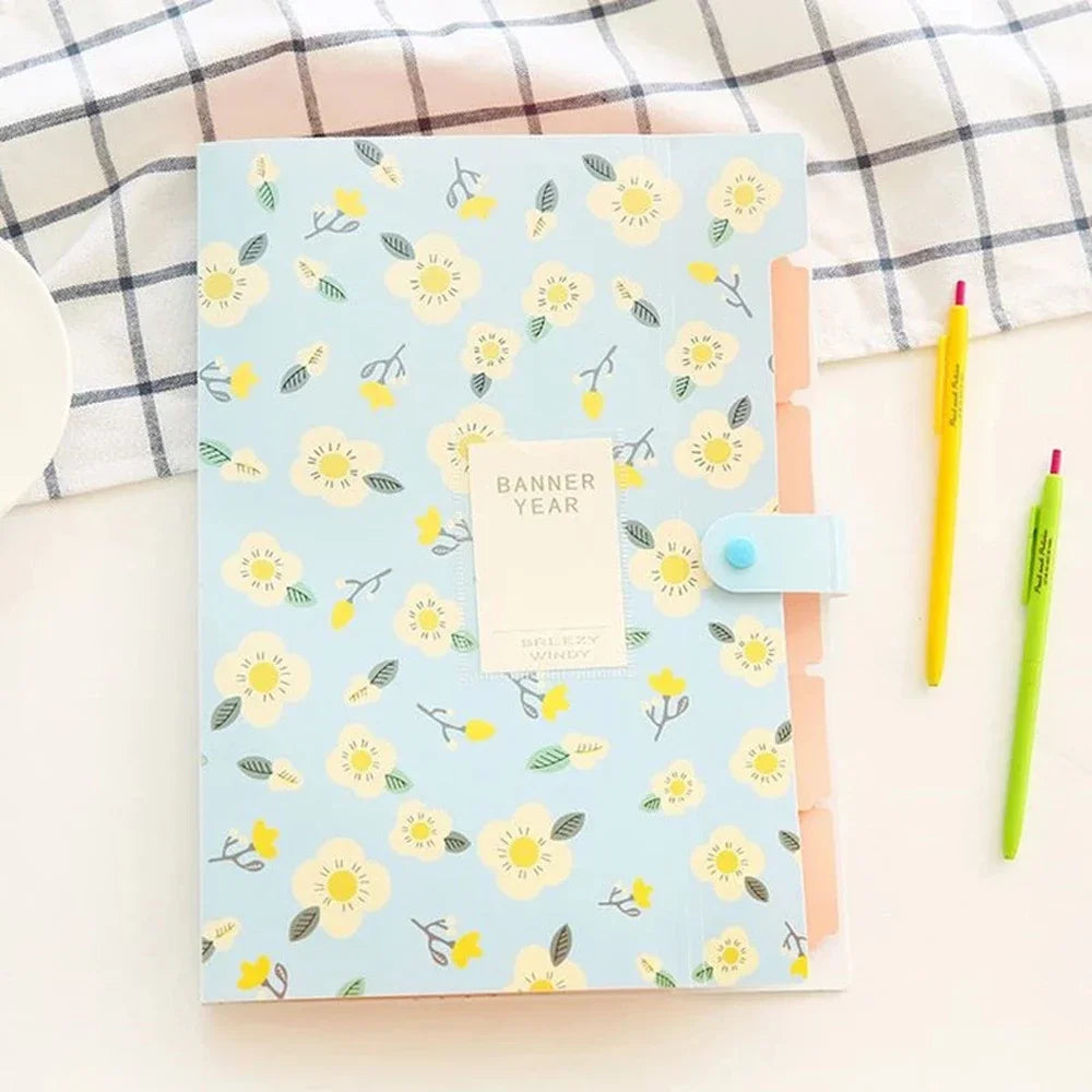 Expandable Desk Organizer A4 Size 5 Pockets File Holder File Folder Document Organizer Floral File Folders Accordion Folder Oasis Select