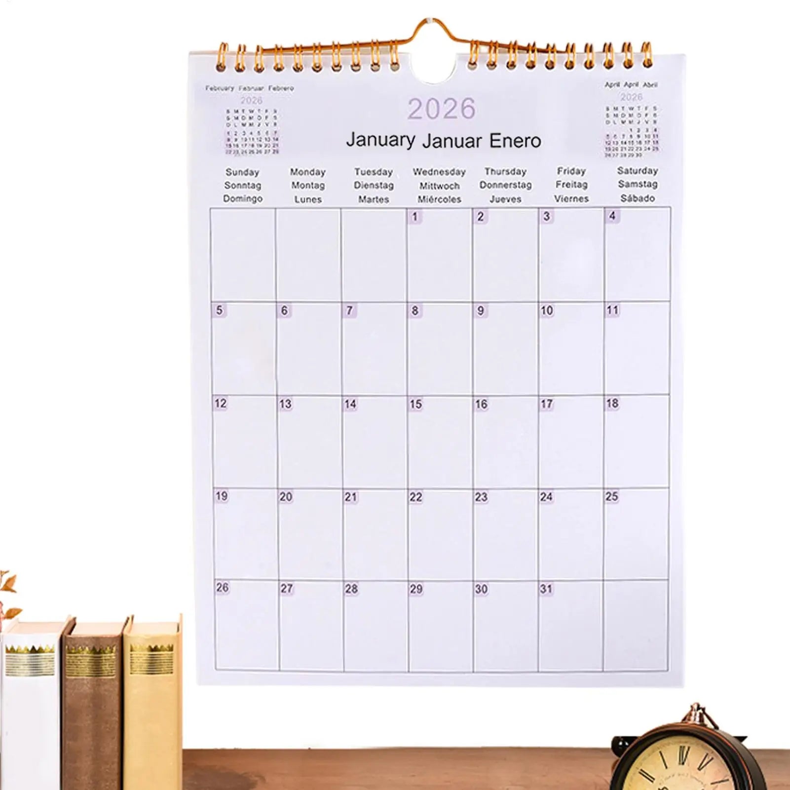 Wall Calendar 2026 12 Month Multilingual Coil Wall Calendar Modern Decorative Planner for Bedroom Dormitory Apartment Family Oasis Select