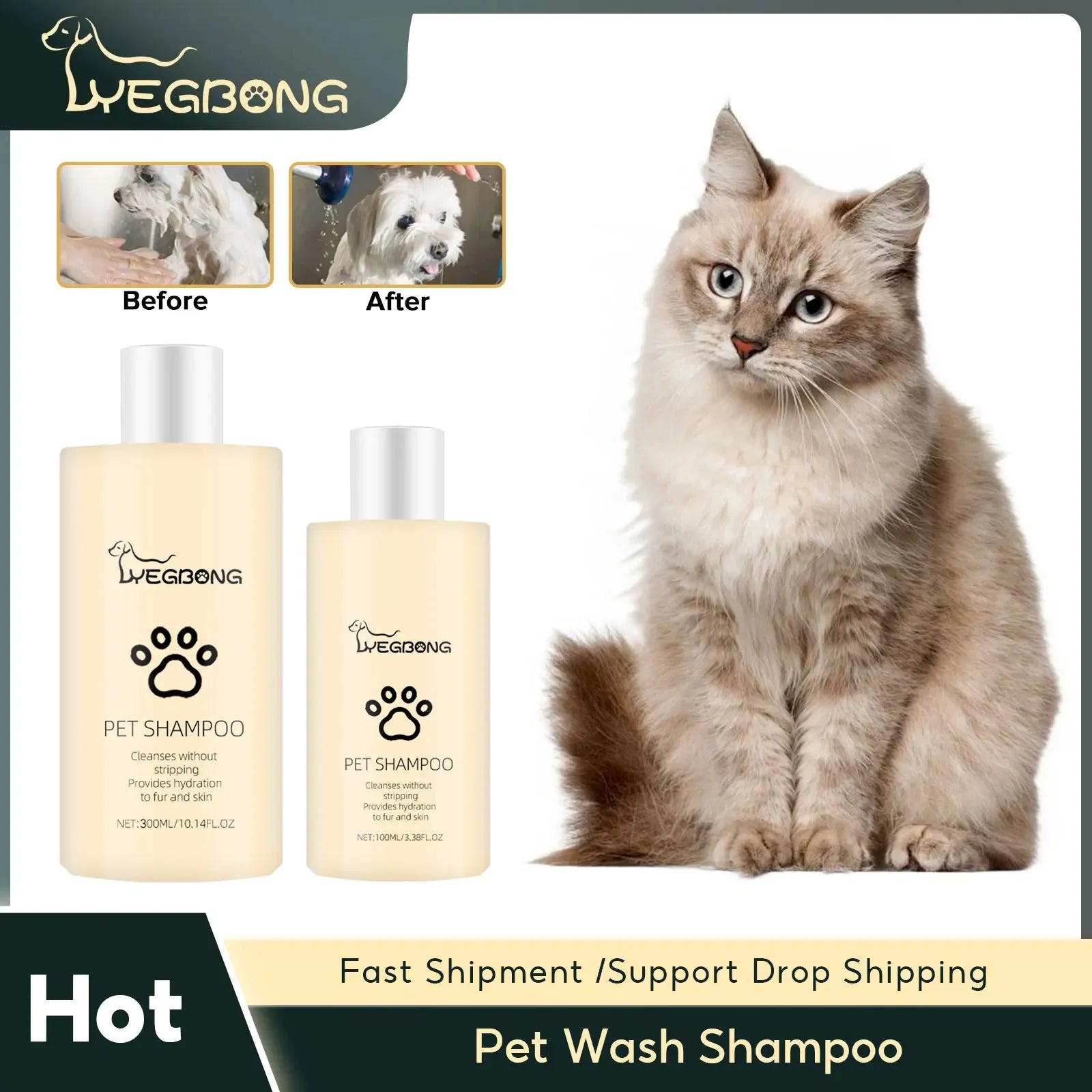Pet Shampoo Cats and Dogs Gentle Cleansing Natural Formula Smooth Non Tangling Fur Fragrance Moisturizing Pet Grooming Supplies Oasis Select