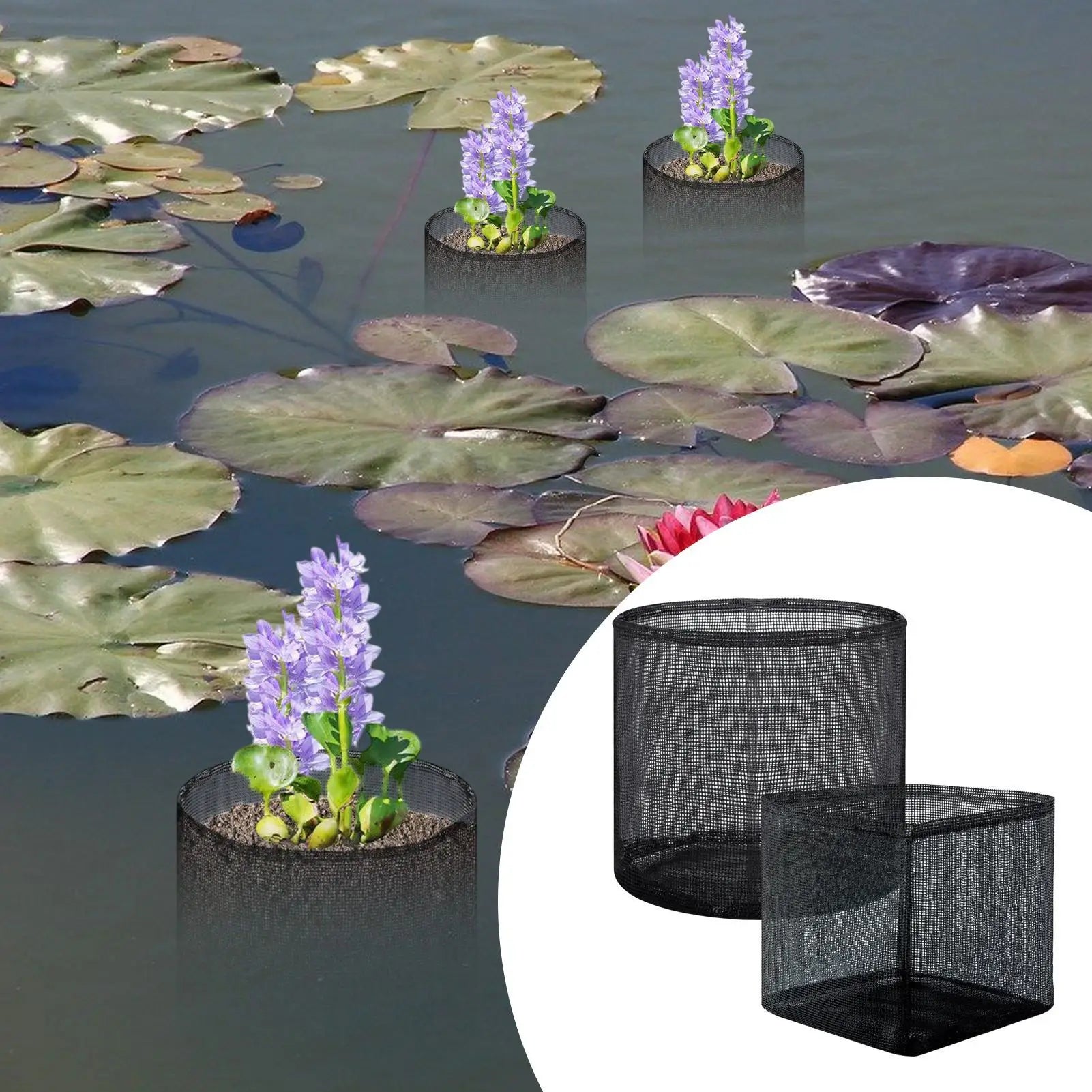 4Pcs Aquatic Plant Basket Floating Pot For Pond Plants Floating Aquatic Mesh Breathable Planting Bags For Water Planting Indoor Oasis Select