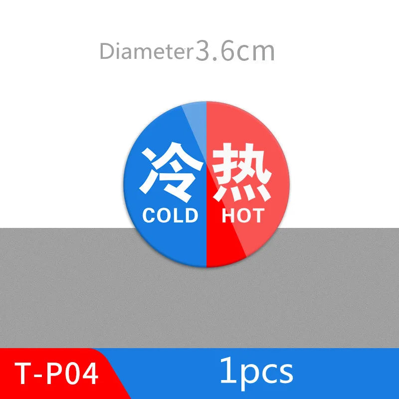 Hot and Cold Signs Round Universal Easy to Use Sticker Self-adhesion Water Signs Label for Kitchen Bathroom Faucets Sink Oasis Select T-P04