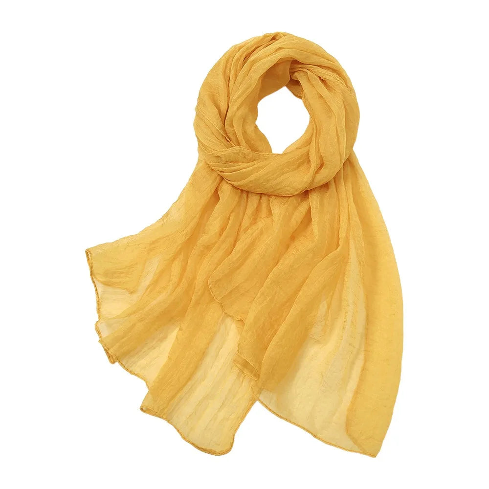 Elegant Solid Color Chiffon Scarf Thin Protection Sunscreen Shawl Soft Long Female Wrap Shawls Summer Oasis Select Yellow