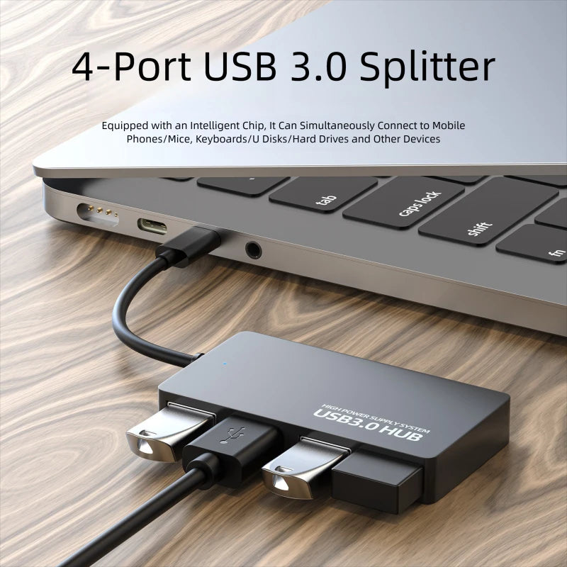 USB 3.0 Hub High Speed 4 Ports HUB Adapter Data Cable Splitter Expander Support Multi Systems Plug and Play Multi USB Adapter Oasis Select