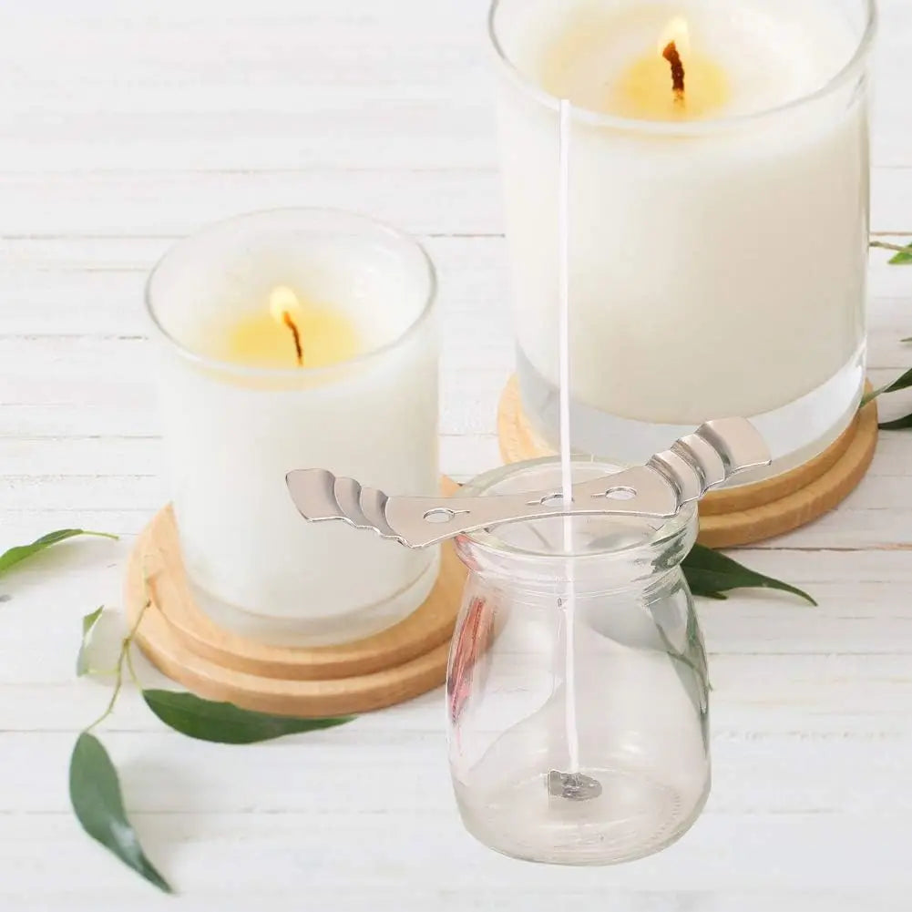 Candle Wicks for Making Candles 50 Pcs  Pre-Waxed with Metal Tabs Includes Stainless 2pcs Wick Holder, for Home DIY Candles