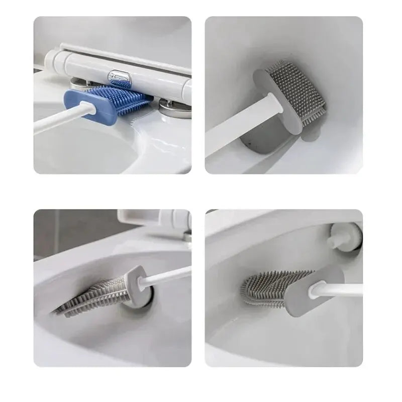 Wall Hanging Toilet Cleaning WC Brush Holder Long Handled Silicone Water Proof Quick Drying Soft Bristles Bathroom Accessories Oasis Select