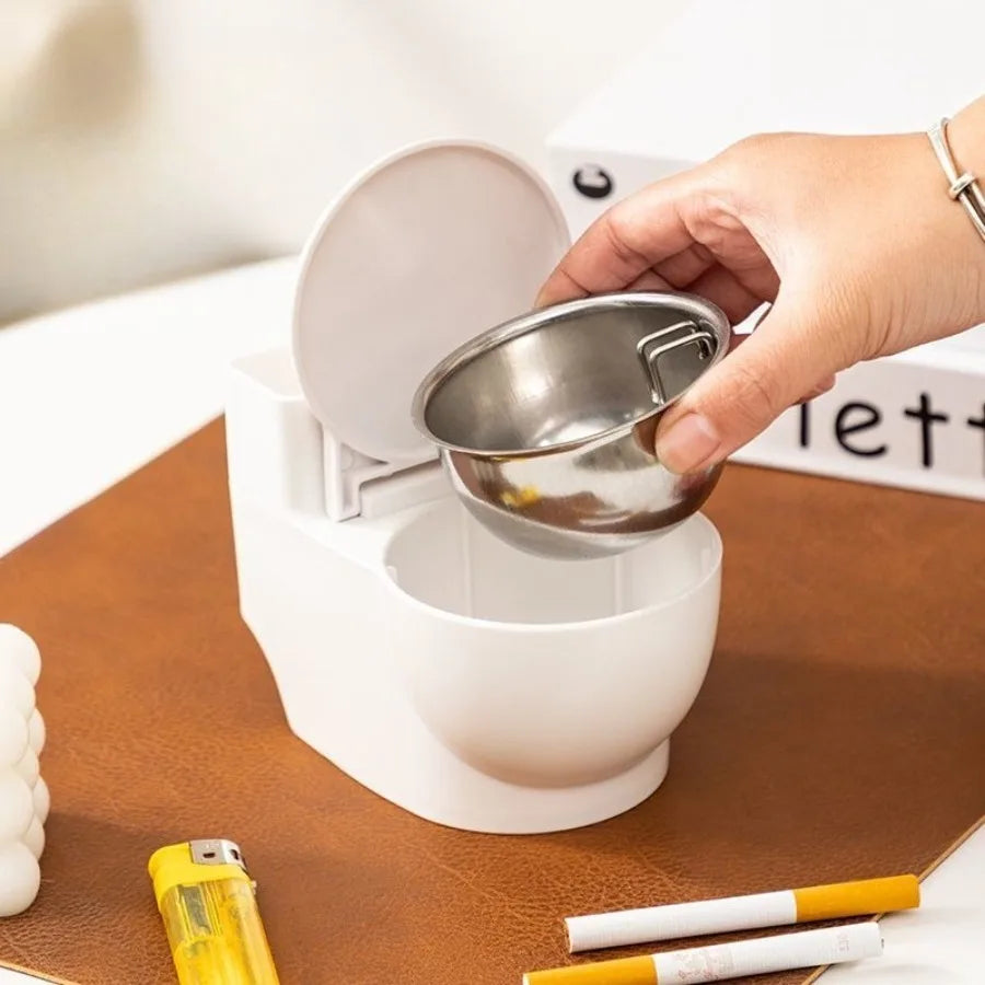 Creative Ashtray Toilet Shaped with Lid Bathroom Wall Mounted Detachable Ashtray Anti Drop Thick Desktop Ashtray Storage Box ﻿ Oasis Select