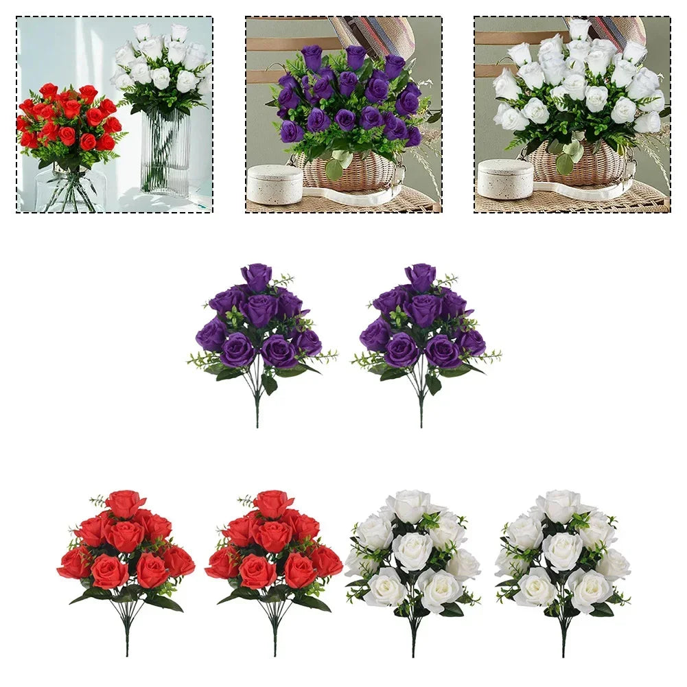 2Pcs 42cm Artificial Flowers Silk Cloth Fake Rose Flower For Wedding Decoration For Birthdays Holidays High-quality Oasis Select