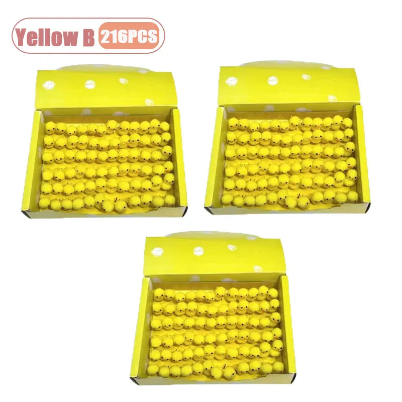 Mini Easter Chicks Flocked Figurines 24–216 PCS | Spring Decor