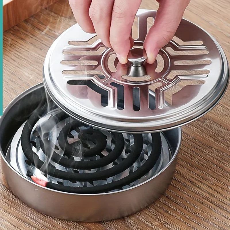 Stainless Steel Fireproof Mosquito Coil Tray - Heat-Resistant And Safe Design - Ideal For Homes, Offices, And Apartments. Oasis Select