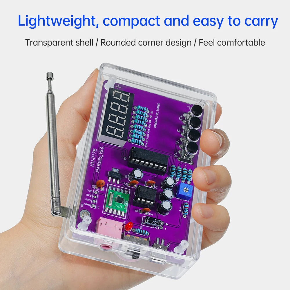DIY FM Radio Electronic Kit Adjustable Frequency 87-108MHz Digital Display Soldering Project Practice Solder RDA5807S Oasis Select