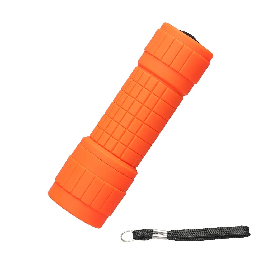 Mini Portable LED Flashlight Nine XPE Waterproof Lamp Beads Strong Lighting Using Fixed Focus Pocket Outdoor Emergency Torch Oasis Select Orange 1PCS