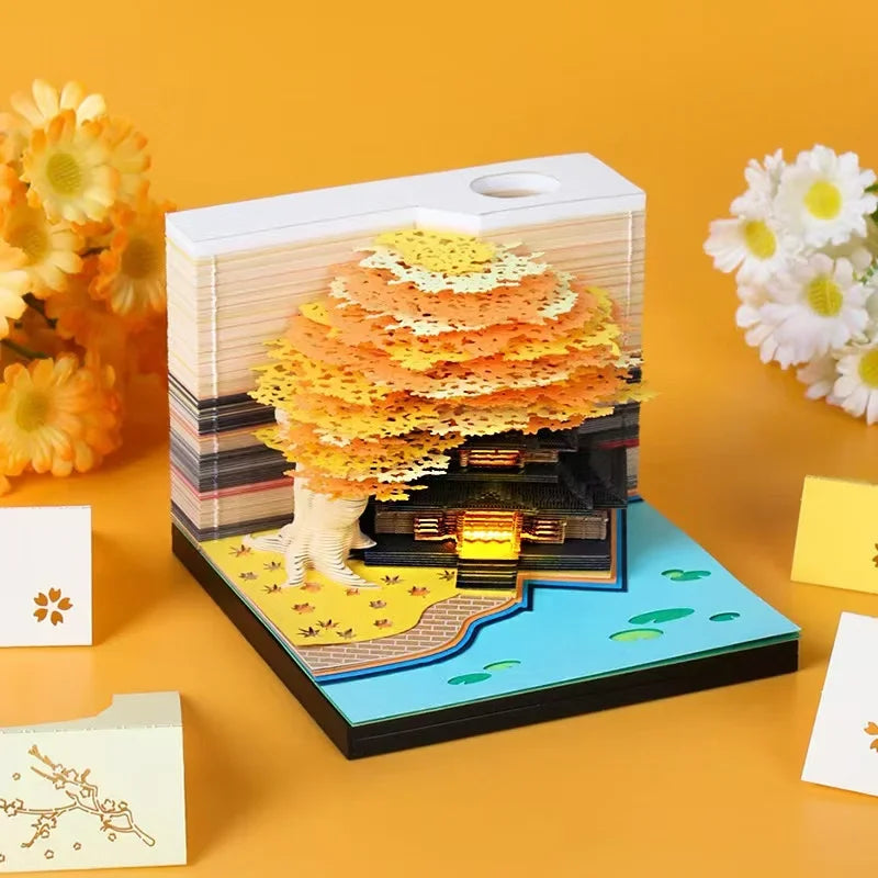 Treehouse 3D Desktop Calendar Sticky Notes Creative Crafts Souvenirs Paper Carvings Memo Pad New Year Gifts Office Ornament Oasis Select YW calendar