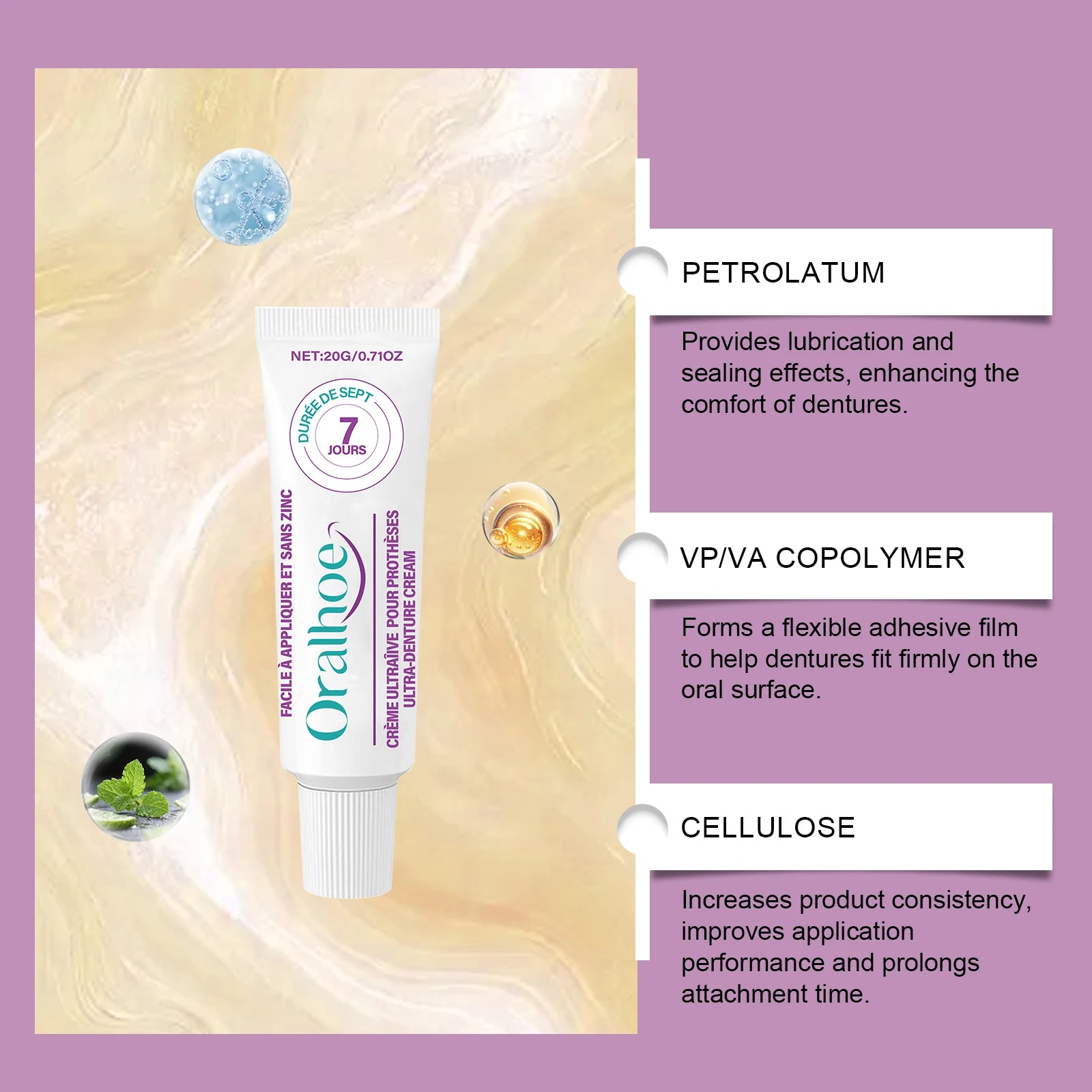 Denture Adhesive, Comfort Care, All-Day Secure Hold, Beautiful Smile Enhancement, Easy to Apply & Long-Lasting, Safe for Daily U Oasis Select